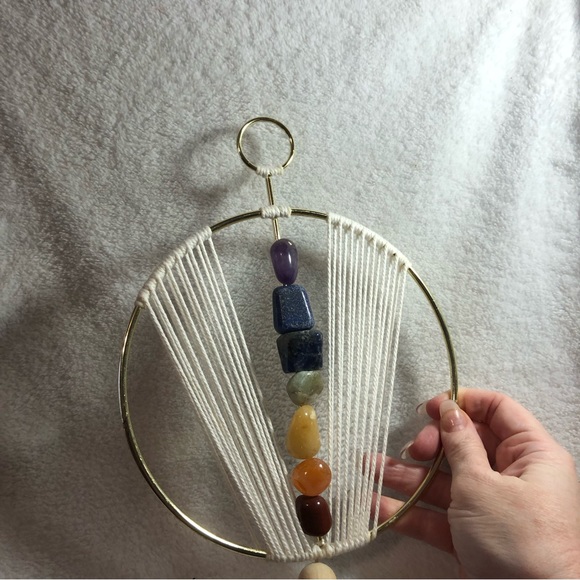 Handcrafted chakra 7 stone boho wall hanging - Picture 4 of 7
